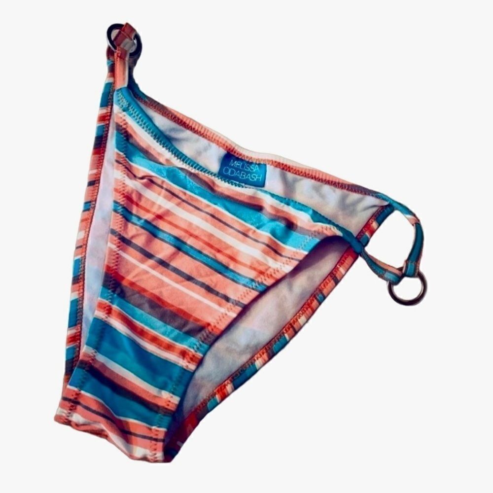 Melissa Odabash Vintage Brazilian Cut  Striped Bikini Bottoms Size Small